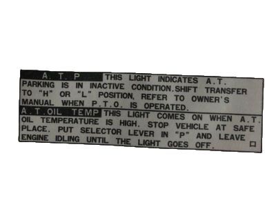 Lexus 35519-60070 Plate, Automatic Transmission Caution
