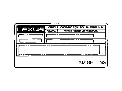 Lexus 11298-46130 Plate, Emission Control Information
