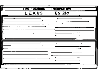 Lexus 42661-32322 Plate, Tire Pressure Caution