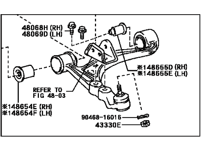 Lexus 48069-29165 Front Suspension Lower Control Arm Sub-Assembly, No.1 Left