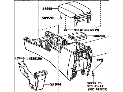 Lexus 58910-60131-A2 Box Assembly, Console, R