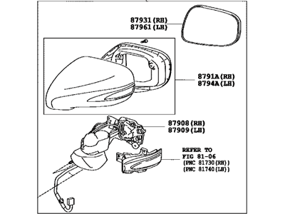 Lexus 87910-33880-J2 Mirror Assembly, Outer Rear