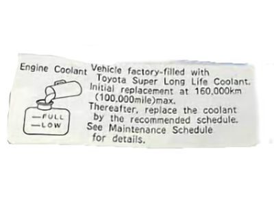 Lexus 11296-27020 Label, Engine Service Information
