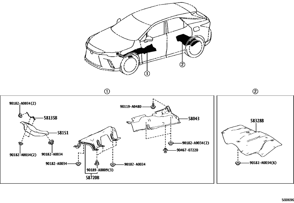 Lexus 58043-0E101 INSULATOR SUB-ASSY