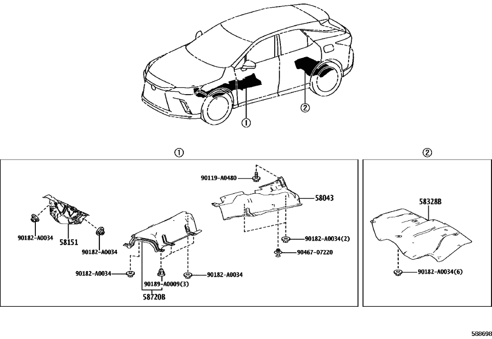 Lexus 58151-0E110 INSULATOR, FLOOR HEA