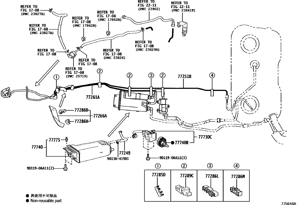 Lexus 77285-78020 CLAMP, FUEL TUBE, NO