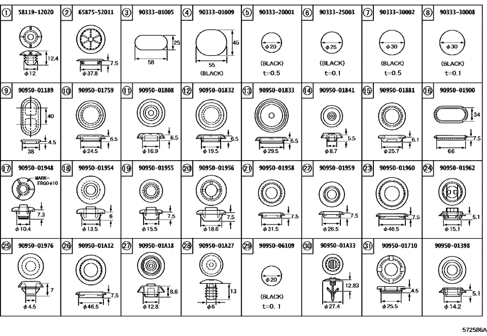 Lexus 90333-01005 Plug, Plate