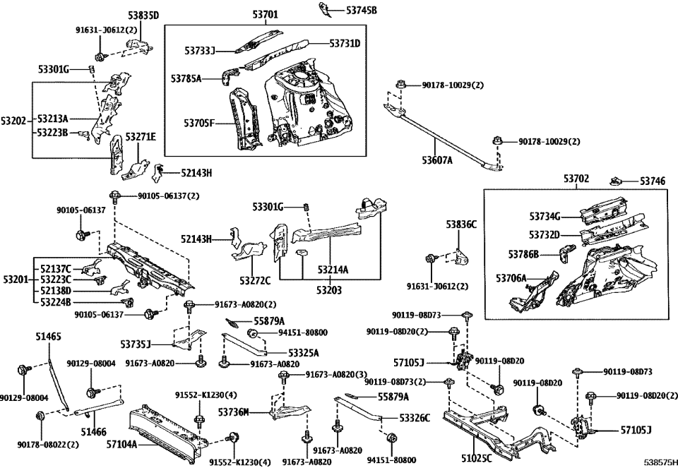 Lexus 90119-08D73 BOLT, W/WASHER