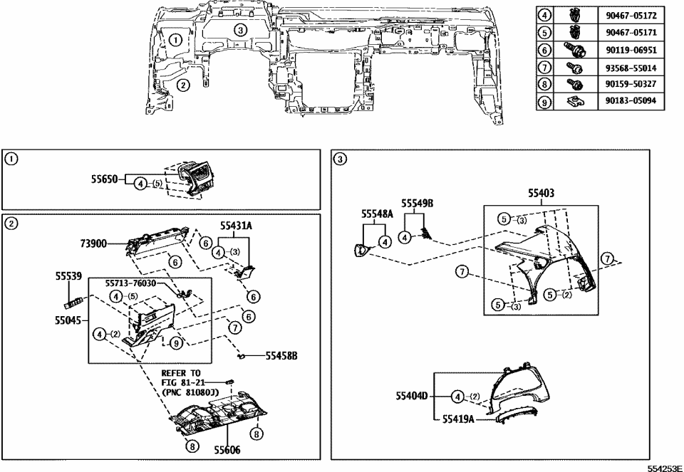 Lexus 55713-76030 Bracket FR LWR Pane