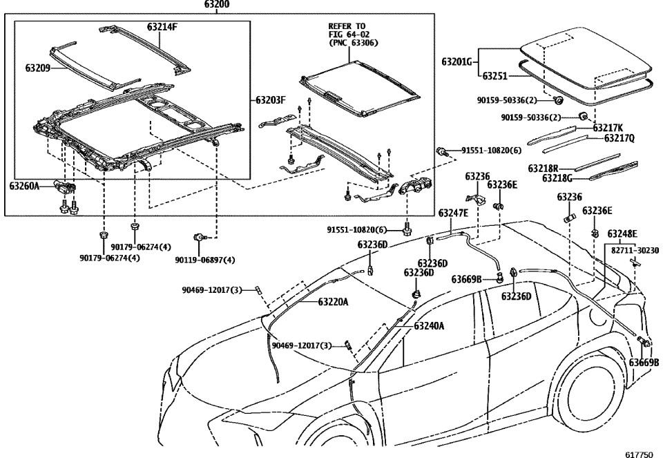Lexus 63200-76040-C0 HOUSING ASSY, SUN RO