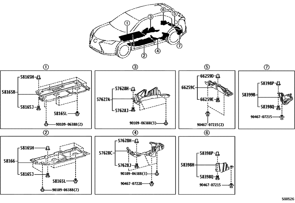 Lexus 57628-76051 COVER, RR FLOOR SIDE