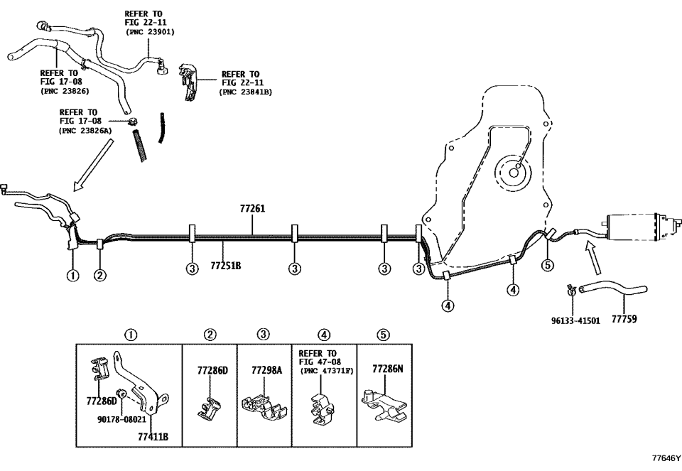 Lexus 77261-76070 TUBE, FUEL TANK TO C