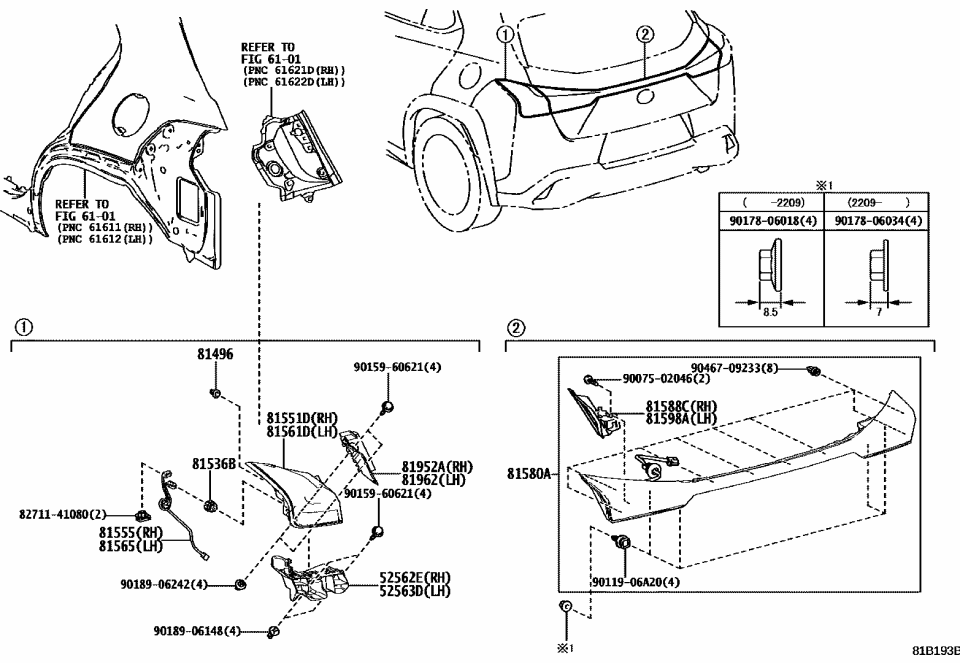 Lexus 81551-76400 LENS & BODY, RR COMB
