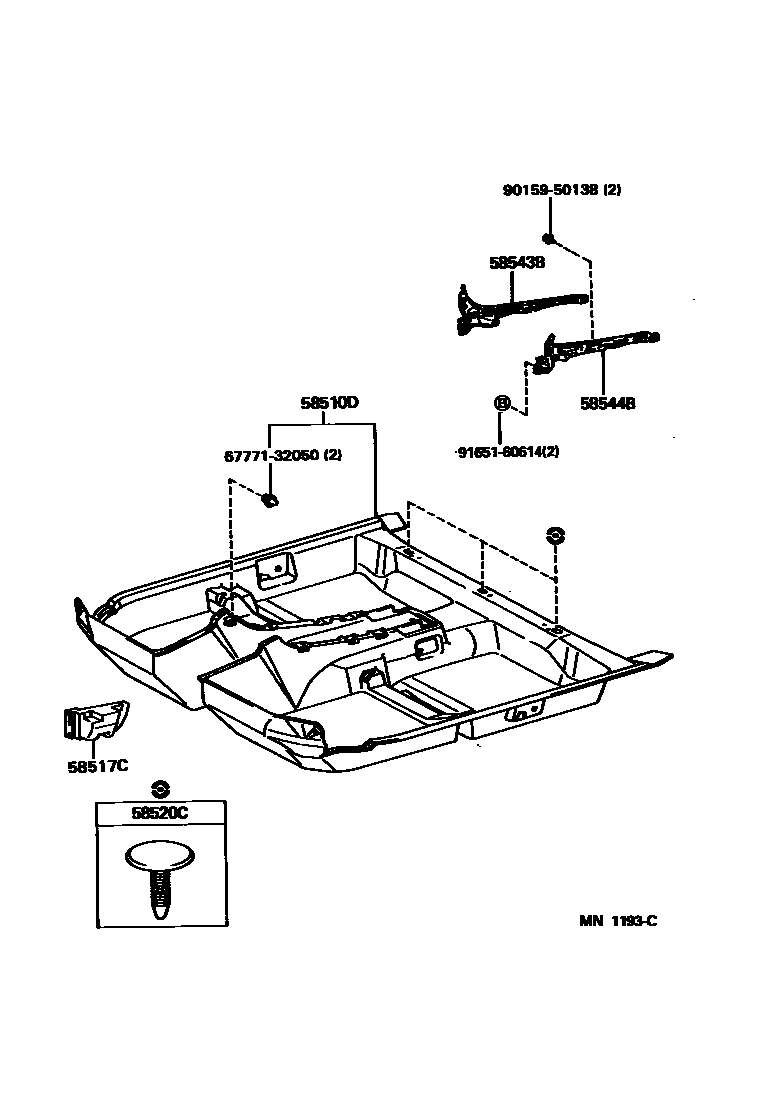 Lexus 67771-32050 RETAINER, Door Trim