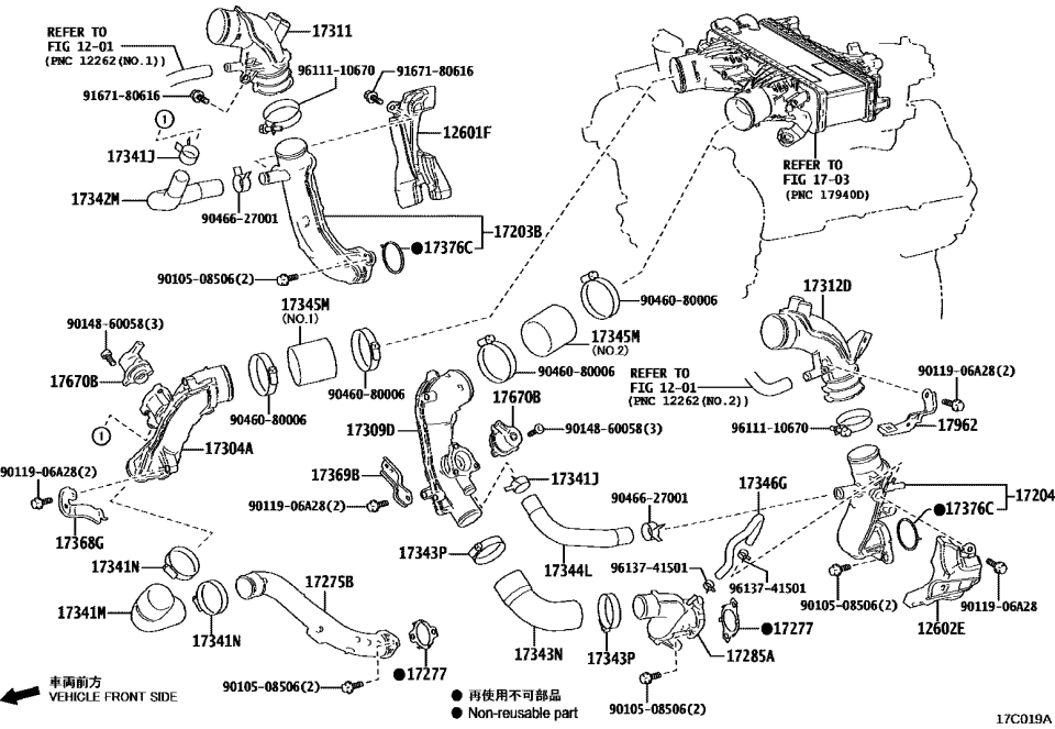 Lexus 17368-70020 SUPPORT, AIR TUBE, N