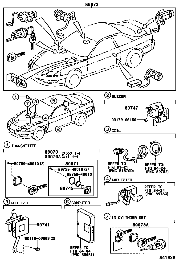 Lexus 89070-24060 Door Control Transmitter (Cut Key)