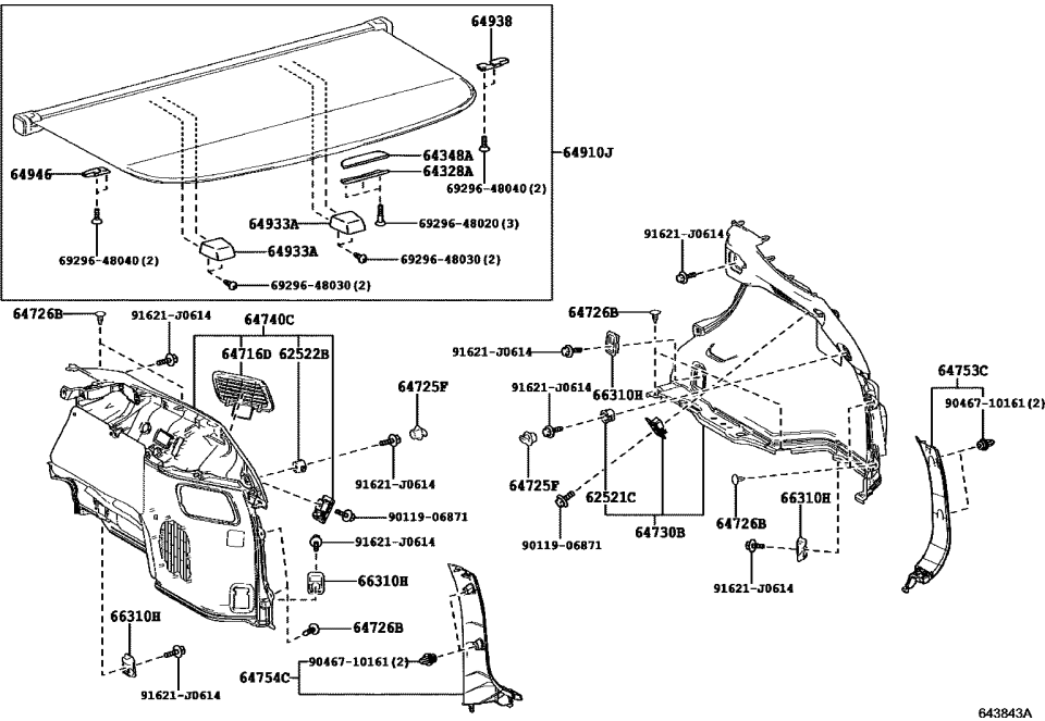 Lexus 69296-48020 Screw, Door Inside H