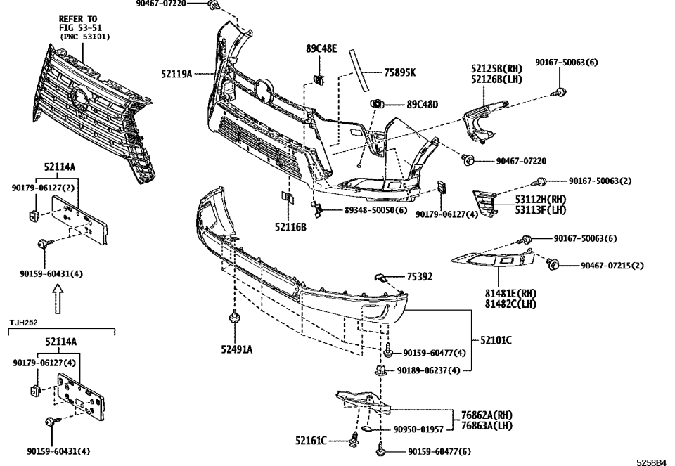 Lexus 52114-60630 BRACKET, FR BUMPER E