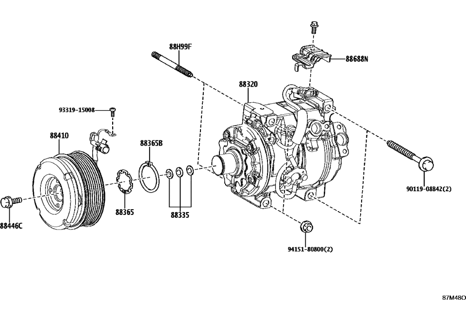 Lexus 88320-60F70 COMPRESSOR ASSY
