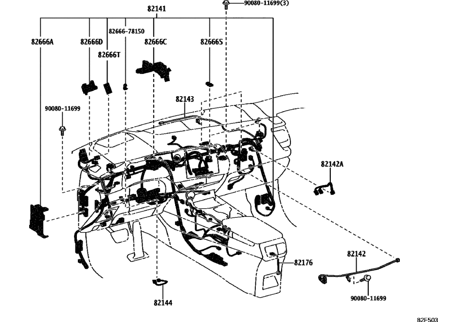 Lexus 82141-F6010 WIRE, INSTRUMENT PAN