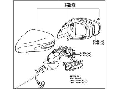 Lexus 87910-53571-J3 Mirror Assembly, Outer Rear