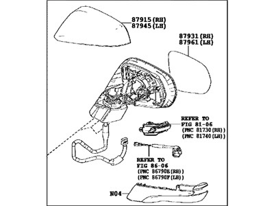 Lexus 87910-0E230-B1 Mirror Assembly, Outer Rear