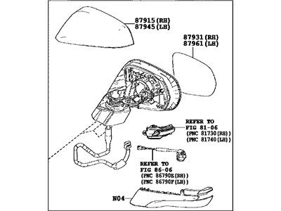 Lexus 87940-0E251-A1 Mirror Assembly, Outer R