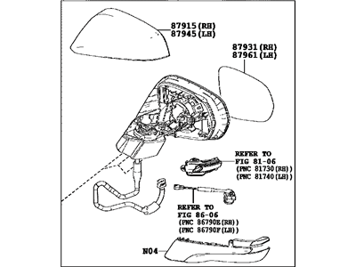 Lexus 87940-0E250-J0 Mirror Assembly, Outer Rear