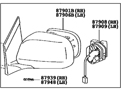 Lexus 87910-48241-J0 Mirror Assy, Outer Rear View, RH