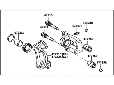 Lexus 47830-48050 Rear Passenger Disc Brake Cylinder Assembly