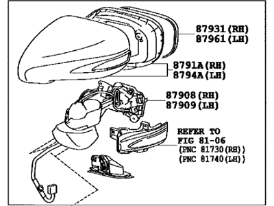 Lexus HS250h Car Mirror - 87910-75050-B3