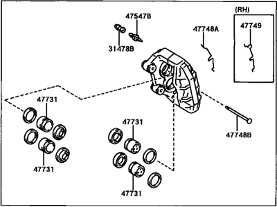 Lexus 47730-50102 Front Passenger Disc Brake Cylinder Assembly