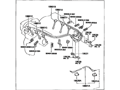 Lexus 19037-20010 Cord Set, Coil & Spark, W/Resistive