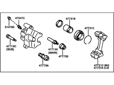 Lexus 47730-33210 Rear Passenger Disc Brake Cylinder Assembly