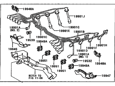 Lexus 90919-21521 Cord Set, Coil & Spark, W/Resistive