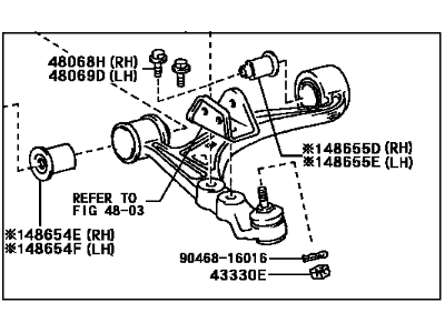 Lexus 48068-29215 Front Suspension Lower Control Arm Sub-Assembly, No.1 Right