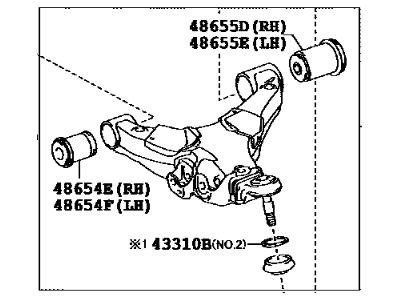 Lexus 48069-60030 Front Suspension Lower Control Arm Sub-Assembly, No.1 Left