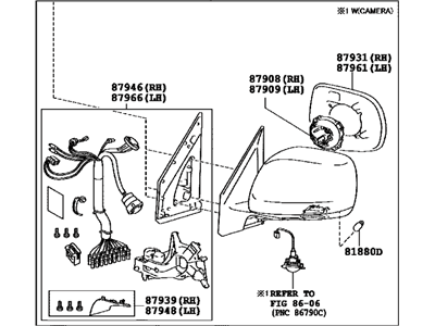 Lexus 87940-60C40-J0 Mirror Assy, Outer Rear View, LH