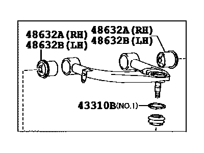 Lexus 48630-60030 Front Suspension Upper Arm Assembly Left