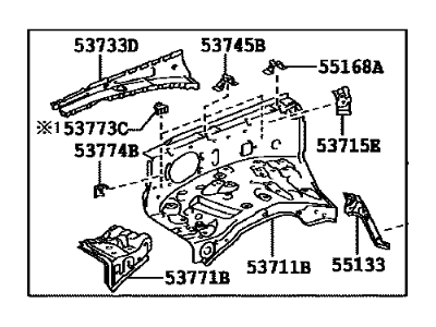 Lexus 53701-60E80 Apron Sub-Assembly, Front Fender