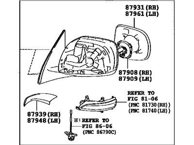 Lexus 87910-60P60 Mirror Assembly, Outer Rear