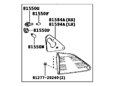 Lexus 81590-0E050 Lamp Assy, Rear, LH