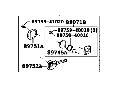 Lexus 89070-4D140 Door Control Transmitter Assembly (Cut Key)