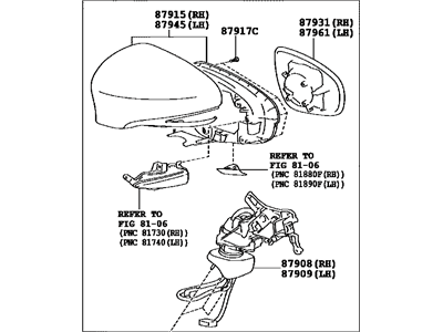 Lexus 87940-50701-C3 Mirror Assembly, Outer Rear