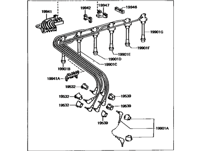 Lexus 90919-21557 Cord Set, Coil & Spark, W/Resistive