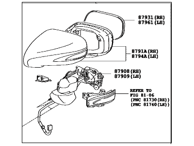 Lexus 87940-53420-J1 Mirror Assy, Outer Rear View, LH