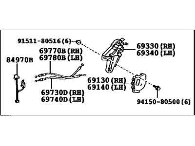 Lexus LS430 Rear Passenger Door Handle Latch - 69050-50061