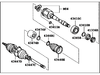 Lexus RX400h Axle Shaft - 43410-0W160