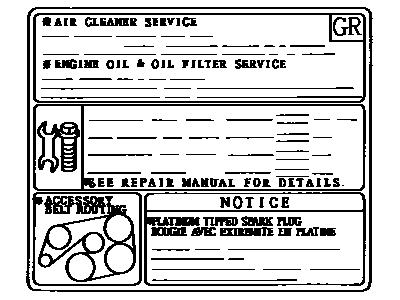 Lexus 11296-46120 Label, Engine Service Information